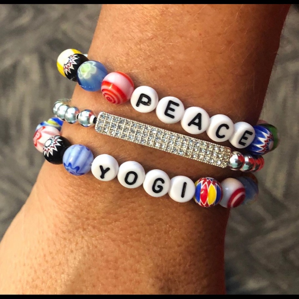 OM-me Yogi and Peace beaded bracelet set.